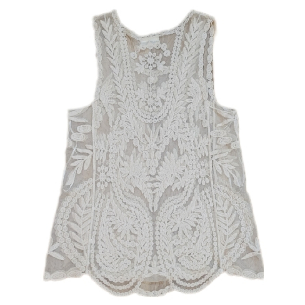 Bobbie brooks cream lace tank top size Medium